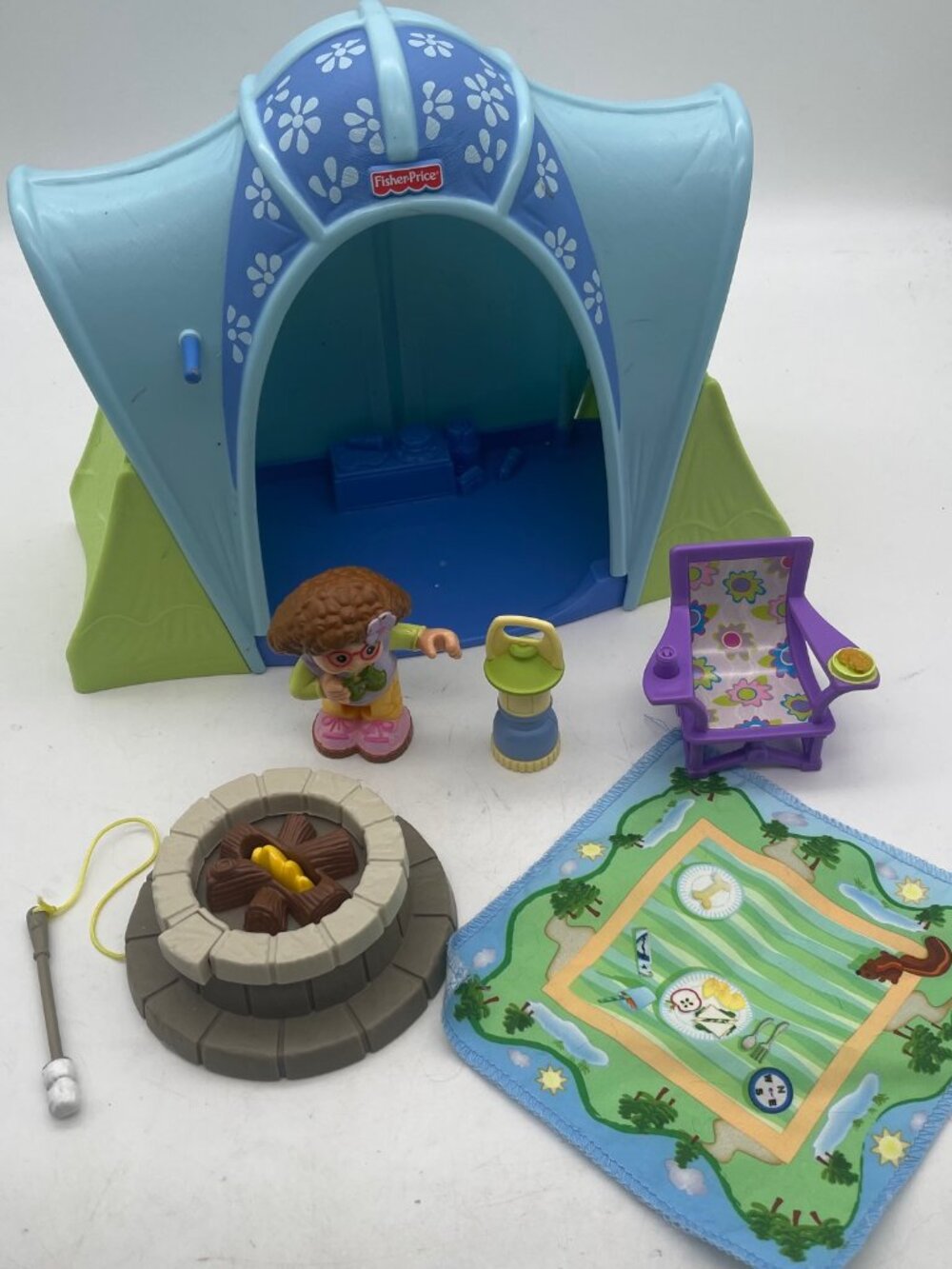 Fisher Price Loving Family Blue Tent Camping Campsite Outdoors Toy Dollhouse